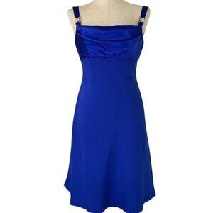 Eureka USA Vintage Hollywood Glam Cocktail Dress Crystal Accents Sz Small Blue